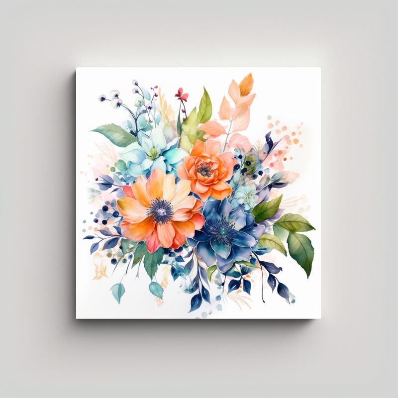 GENERICO - Cuadro Moderno De Flores Y Hojas: Estética 30x30 Cm
