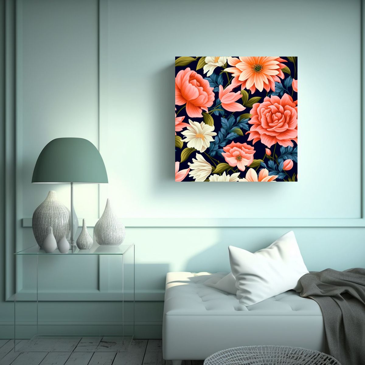 GENERICO - Lienzo Abstracto De Flores Fantásticas Para 40x40 Cm