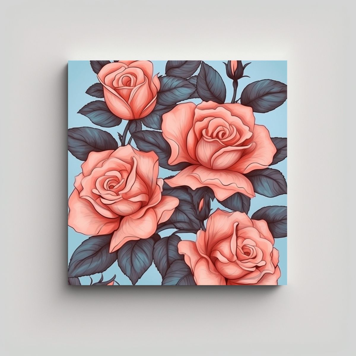 GENERICO - Cuadros Modernos En Bastidor: Patrón De Rosas 80x80 Cm