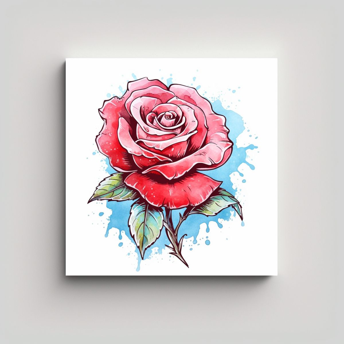GENERICO - Cuadro Abstracción De Rosa Japonesa En Fondo 50x50 Cm