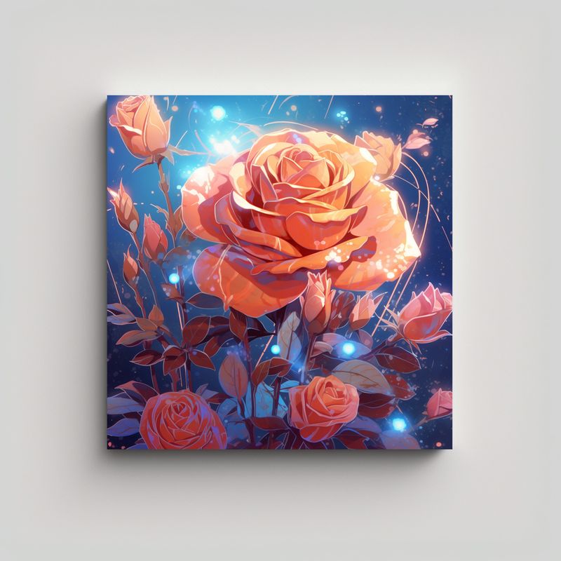 GENERICO - Visual Impresionante Pared Arte Fractal Rosas 70x70 Cm