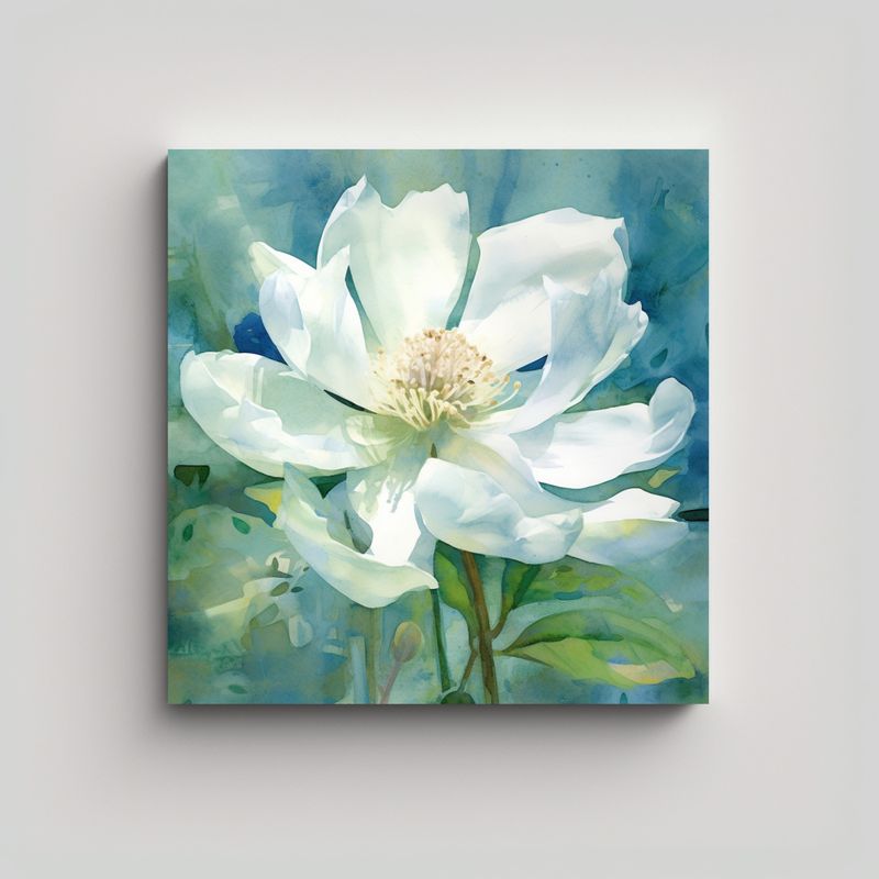 GENERICO - Cuadro Decorativo Tela En Bastidor: Blanco Floral 30x30 Cm