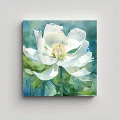 GENERICO - Cuadro Exuberante De Flores Blancas: Obra 80x80 Cm