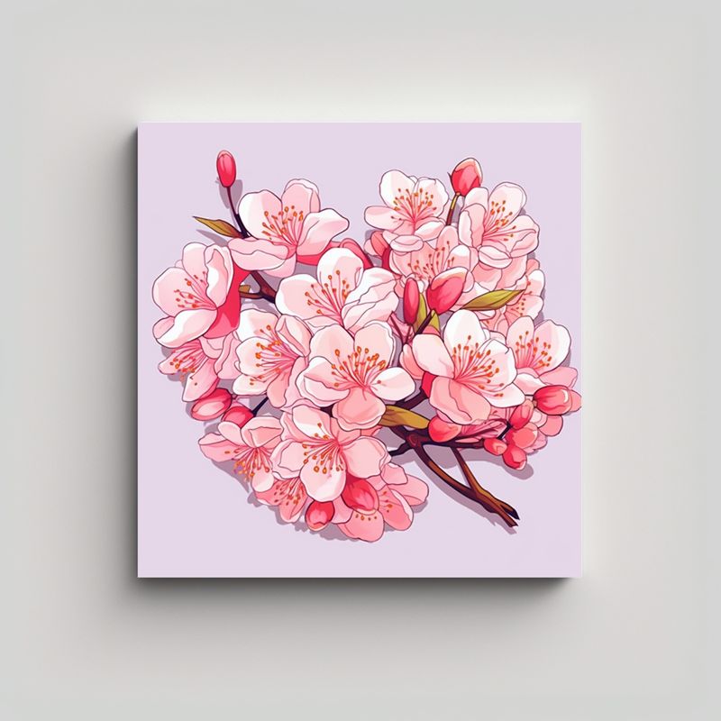 GENERICO - Sakura Flor Vector Vintage, Ilustración De Arte 70x70 Cm