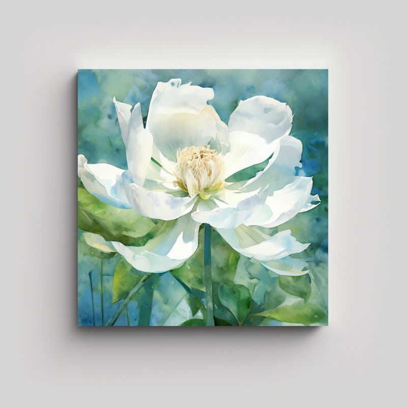 GENERICO - Cuadro Exuberante De Flores Blancas: Obra 60x60 Cm