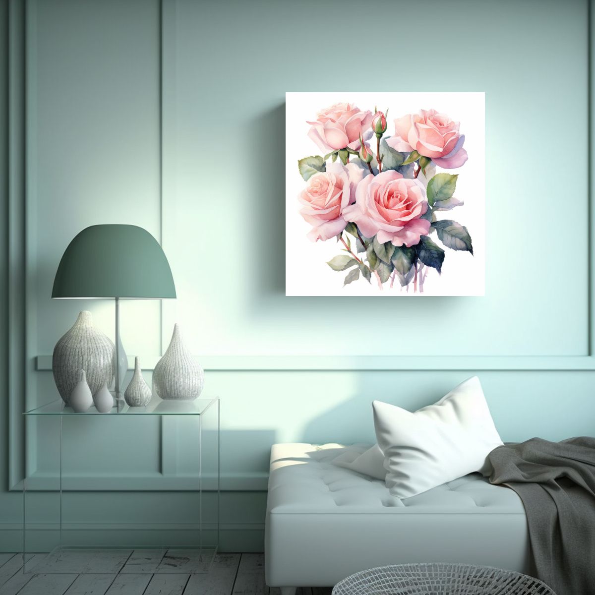 GENERICO - Adorno De Lienzo Con Hermoso Ramillete De Rosas 30x30 Cm