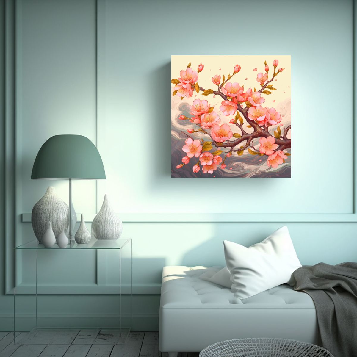 GENERICO - Estilo Chino Cuadro Decorativo Arte Creativa 80x80 Cm