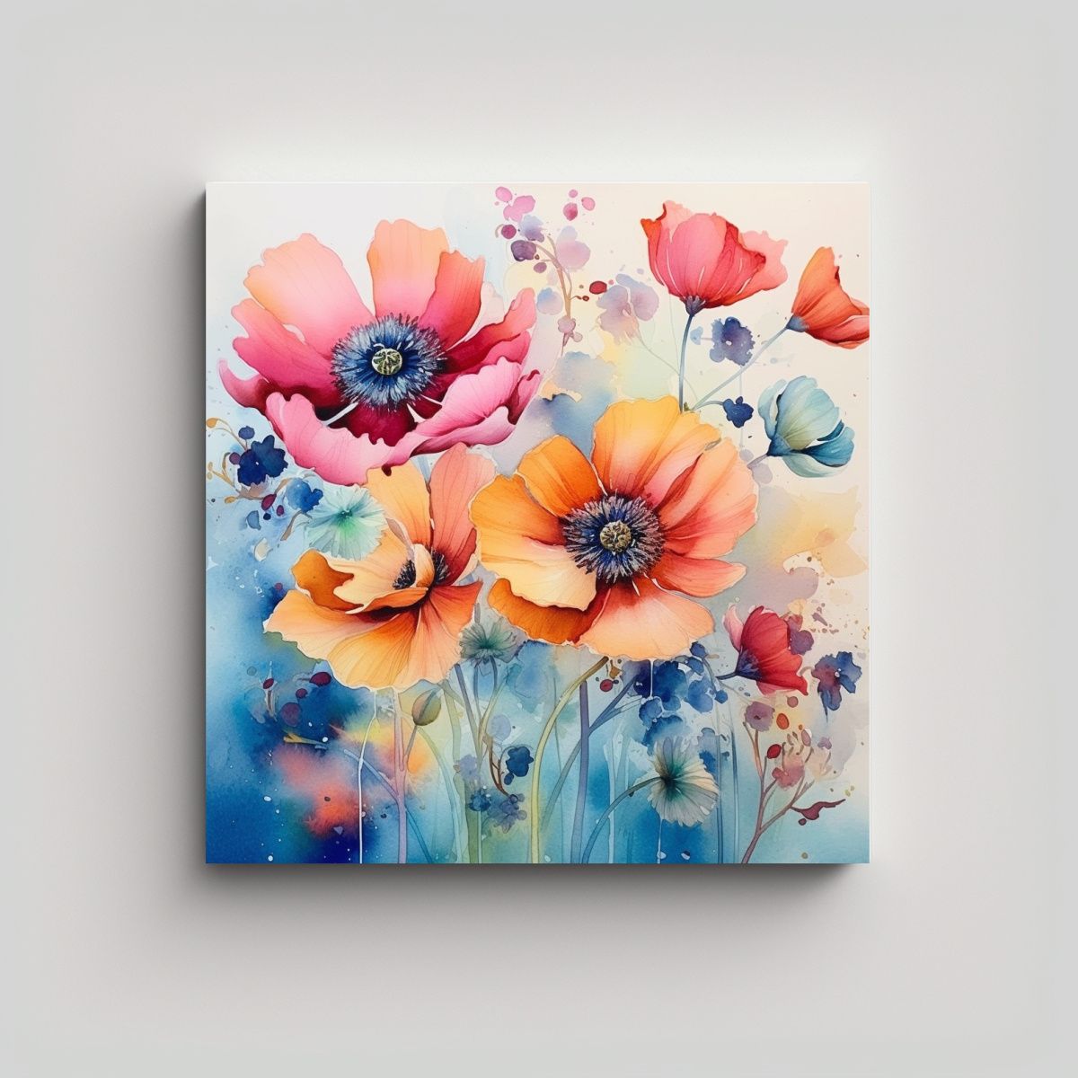 GENERICO - Floral Acuarela Arte De Pared SkRiMz NO DM 70x70 Cm