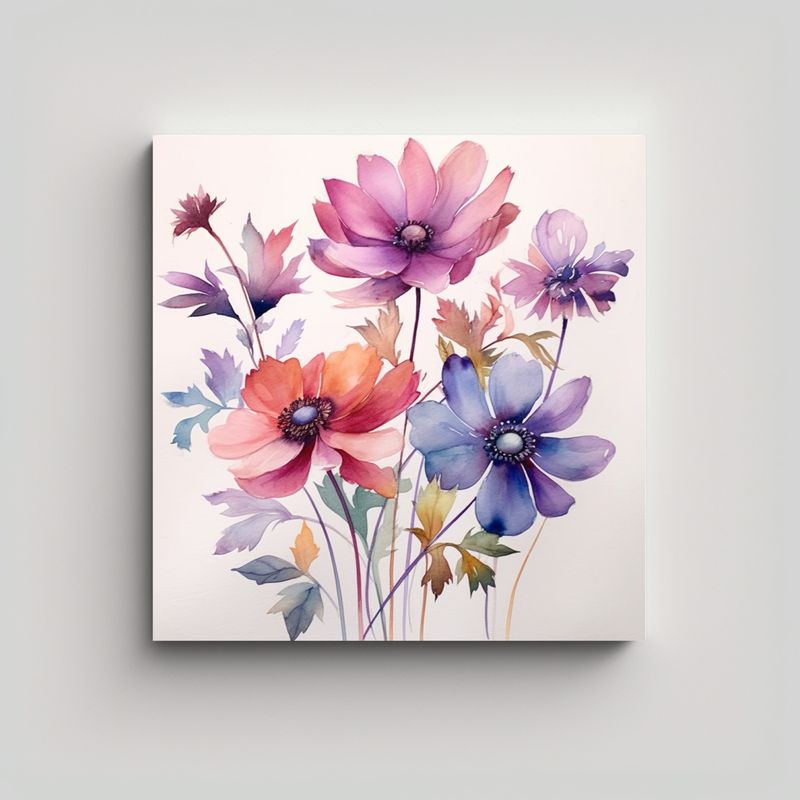 GENERICO - Florales Acuarela Artística Canva Expresividad 90x90 Cm