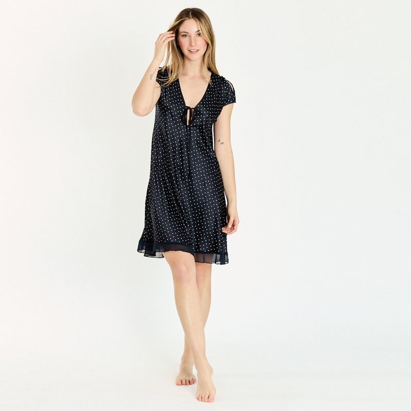 BARBIZON - Camisa de Dormir Sesgo Azul Estampado