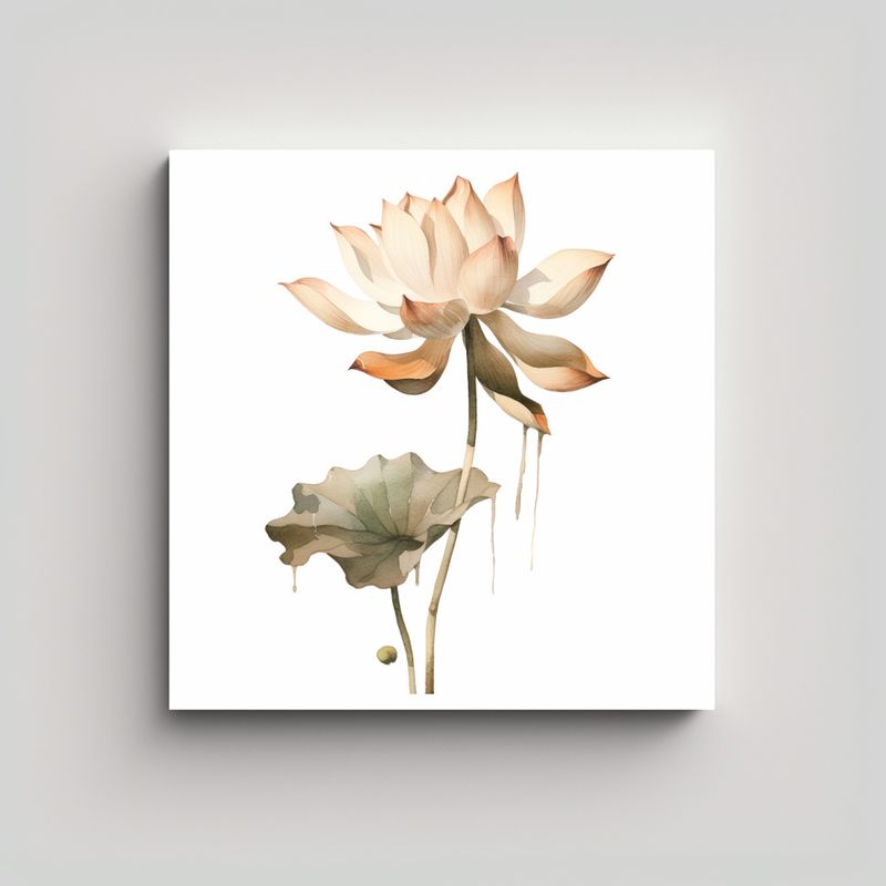 GENERICO - Cuadro Decorativo Canva: Single Lotus En 30x30 Cm