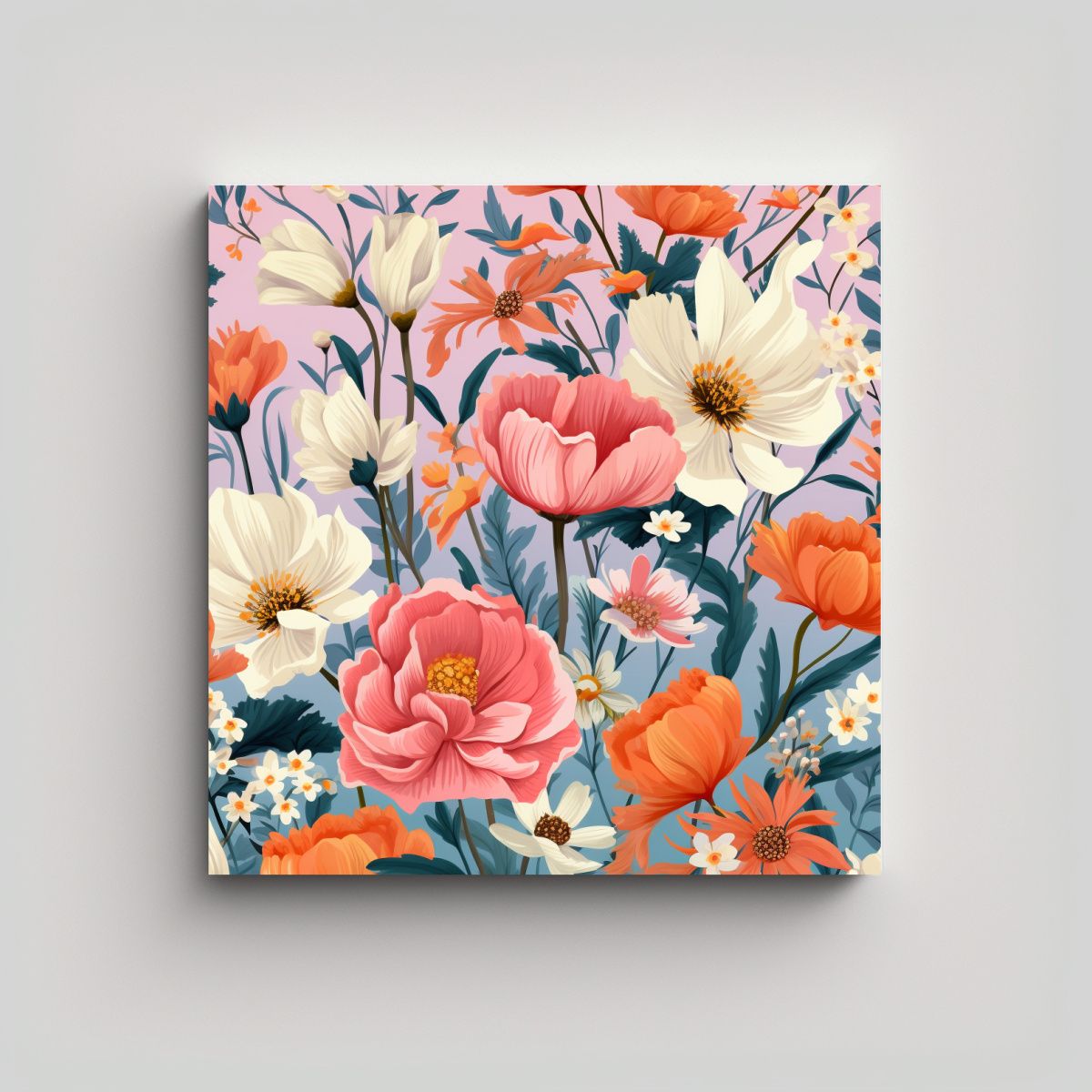 GENERICO - Reflejo Vanguardia Lienzo De Tela, Patrón Floral 50x50 Cm