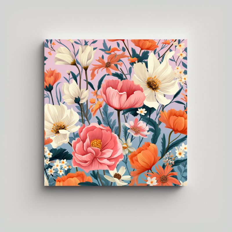 GENERICO - Reflejo Vanguardia Lienzo De Tela, Patrón Floral 80x80 Cm