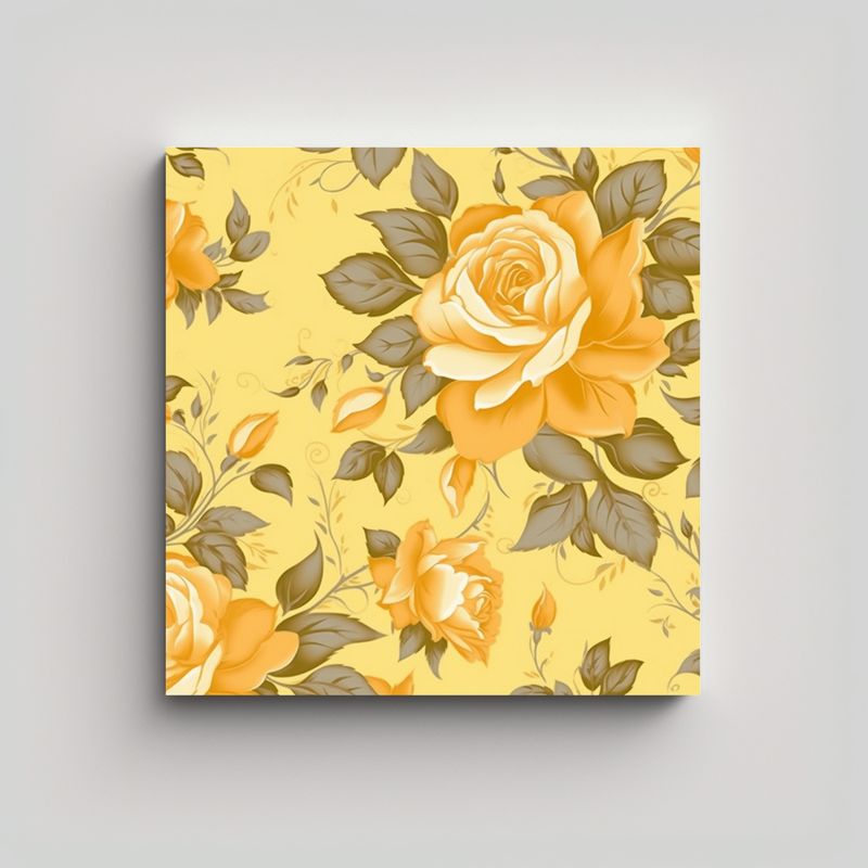 GENERICO - Cuadro Decorativo Amarillo Floral Movimiento 70x70 Cm