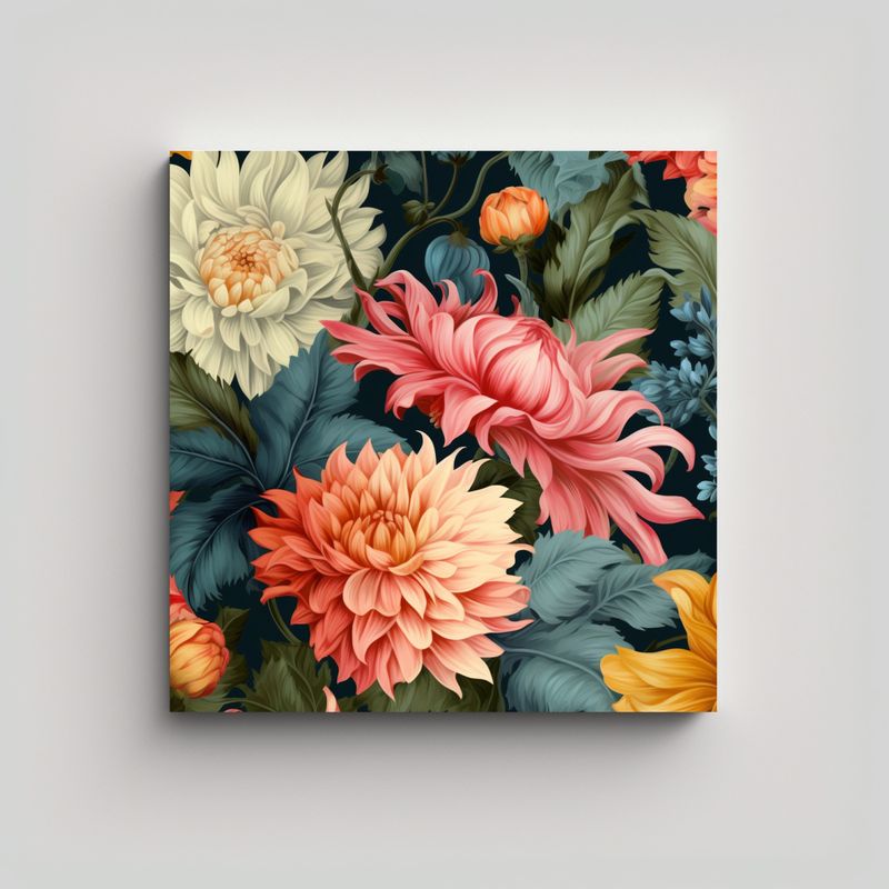 GENERICO - Patrón Floral Realista En Arte Dibujo Multicolor 90x90 Cm
