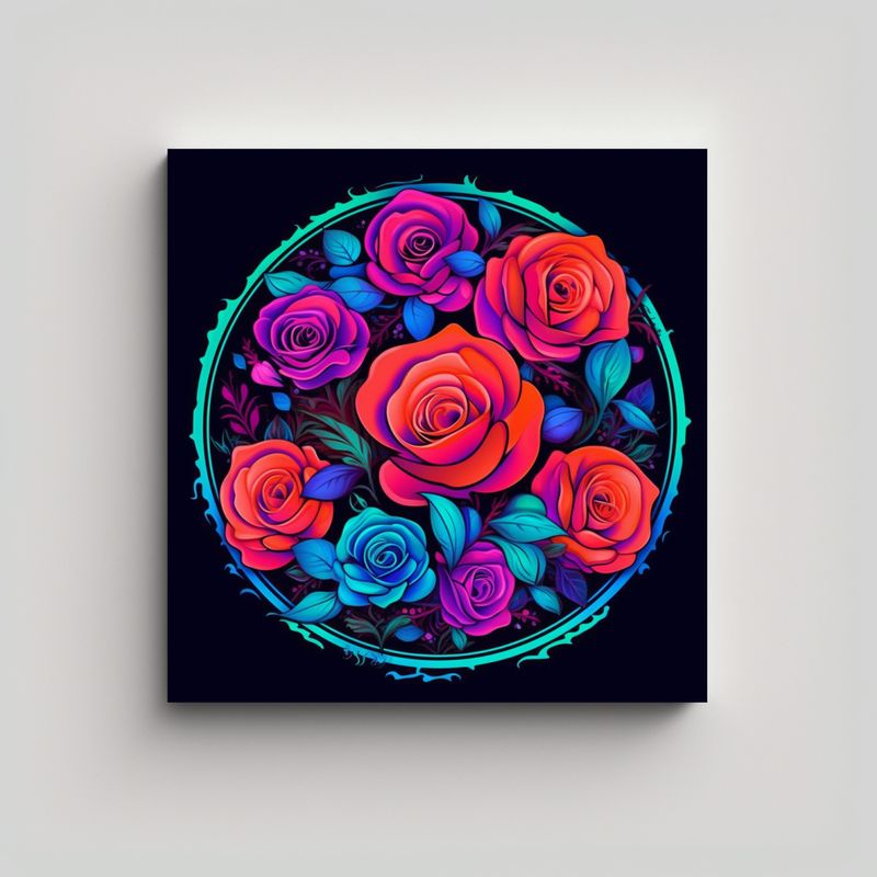 GENERICO - Roses Natureza Lienzo, Motivos De Hojas, 50x50 Cm