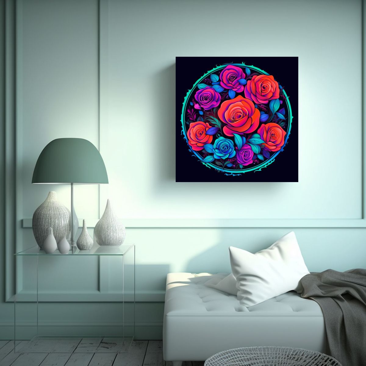 GENERICO - Roses Natureza Lienzo, Motivos De Hojas, 50x50 Cm