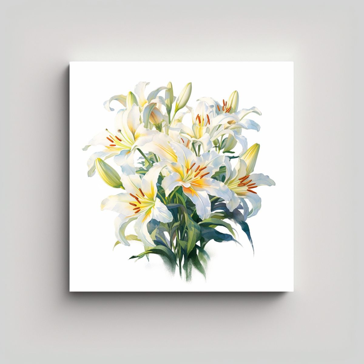 GENERICO - Cuadro Conceptual De Baño Con Lirios En Tela 80x80 Cm