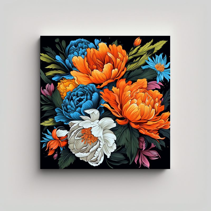 GENERICO - Pintura Equilibrada Invernal Flores Pop Art 70x70 Cm