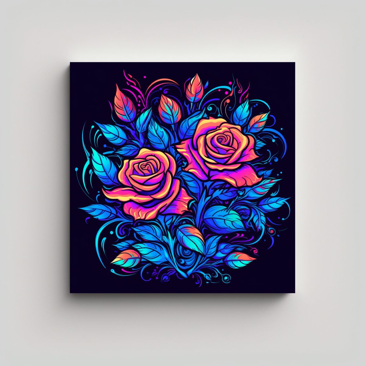 GENERICO - Rosa Elegante Moderna Con Hojas Y Espinas 90x90 Cm