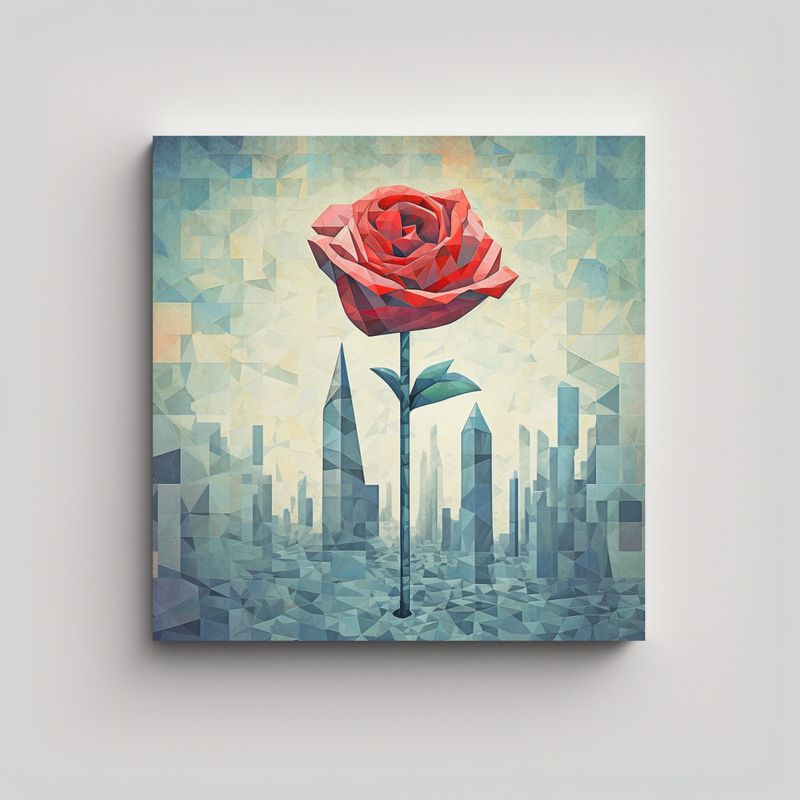 GENERICO - Cuadro Decorativo - Rosa Roja En Lienzo De 50x50 Cm
