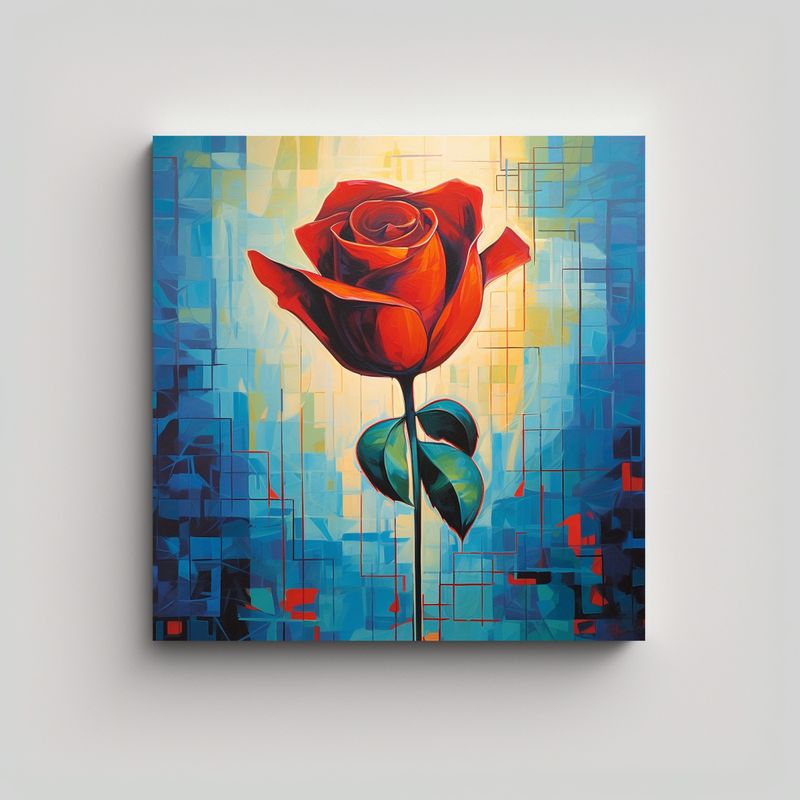 GENERICO - Cuadro Vanguardia Juvenil: Rosa Luminiscente Roja 80x80 Cm