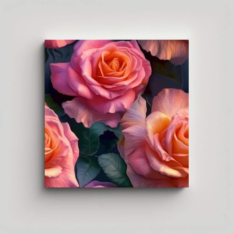 GENERICO - Arte Decorativo De Rosas Brillantes Y Realistas 30x30 Cm