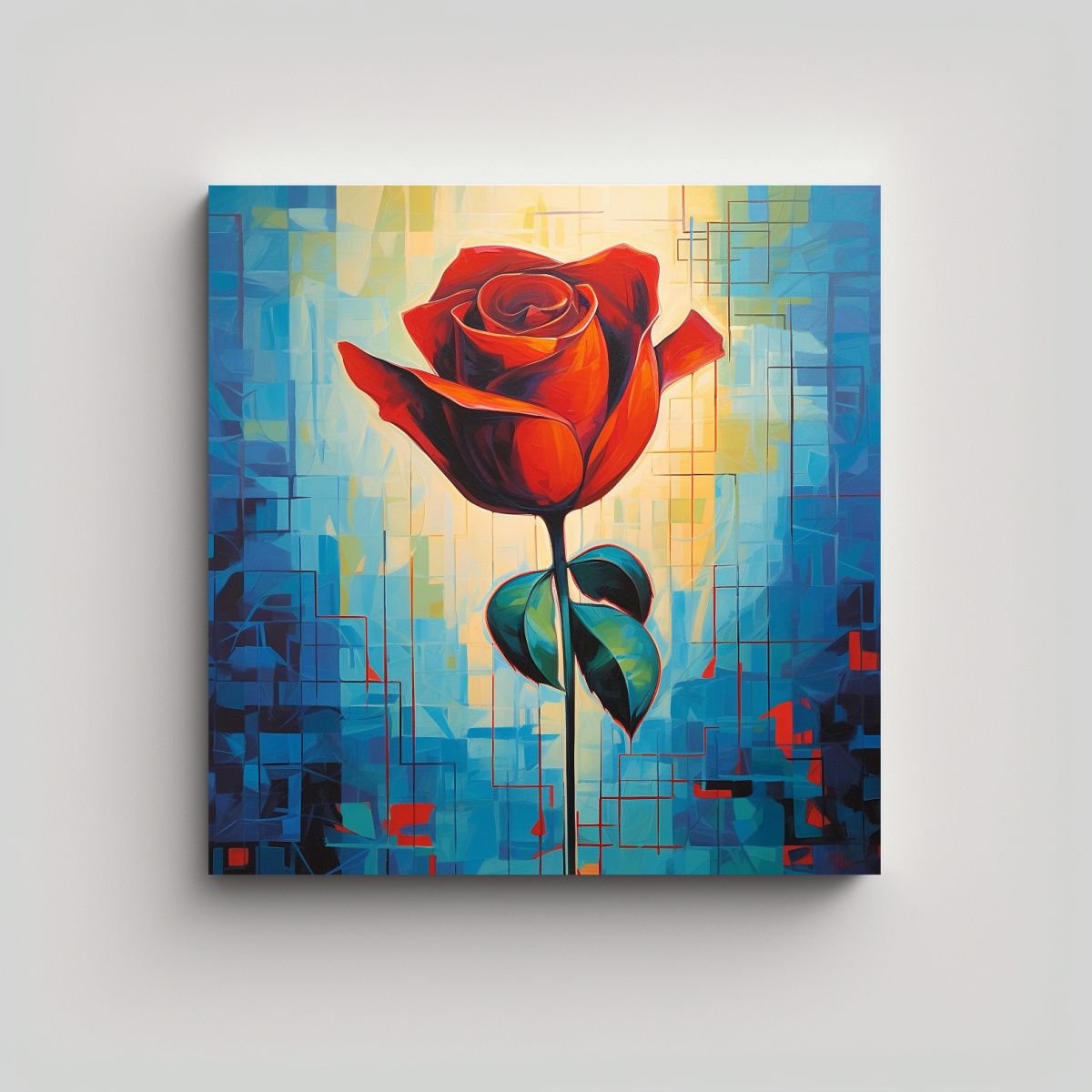 GENERICO - Cuadro Vanguardia Juvenil: Rosa Luminiscente Roja 70x70 Cm