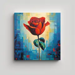 GENERICO - Cuadro Vanguardia Juvenil: Rosa Luminiscente Roja 40x40 Cm