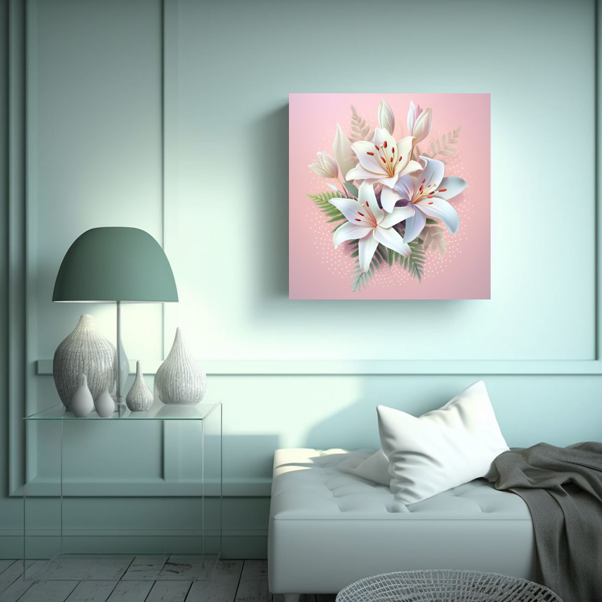 GENERICO - Pintura Decorativa Moderna Canva 3D Flores Y 50x50 Cm
