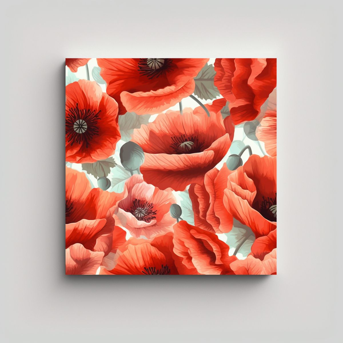 GENERICO - Composición Vibrante De Colores En Canva: Flores 40x40 Cm