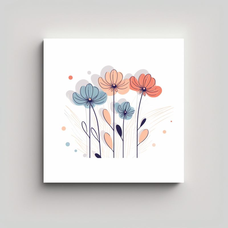 GENERICO - Ilustración Minimalista De Flores En Brillante 30x30 Cm