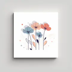 GENERICO - Ilustración Minimalista De Flores En Brillante 30x30 Cm