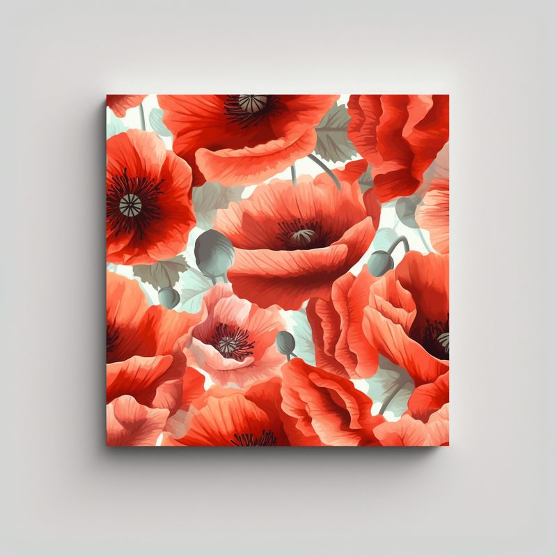 GENERICO - Composición Vibrante De Colores En Canva: Flores 90x90 Cm
