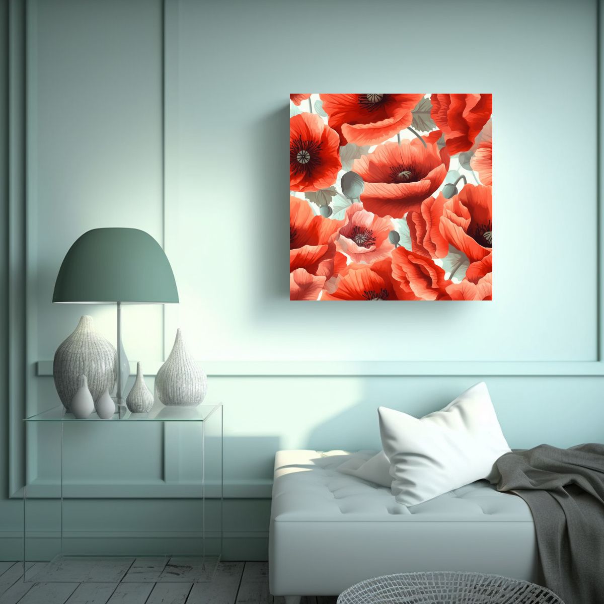 GENERICO - Composición Vibrante De Colores En Canva: Flores 90x90 Cm