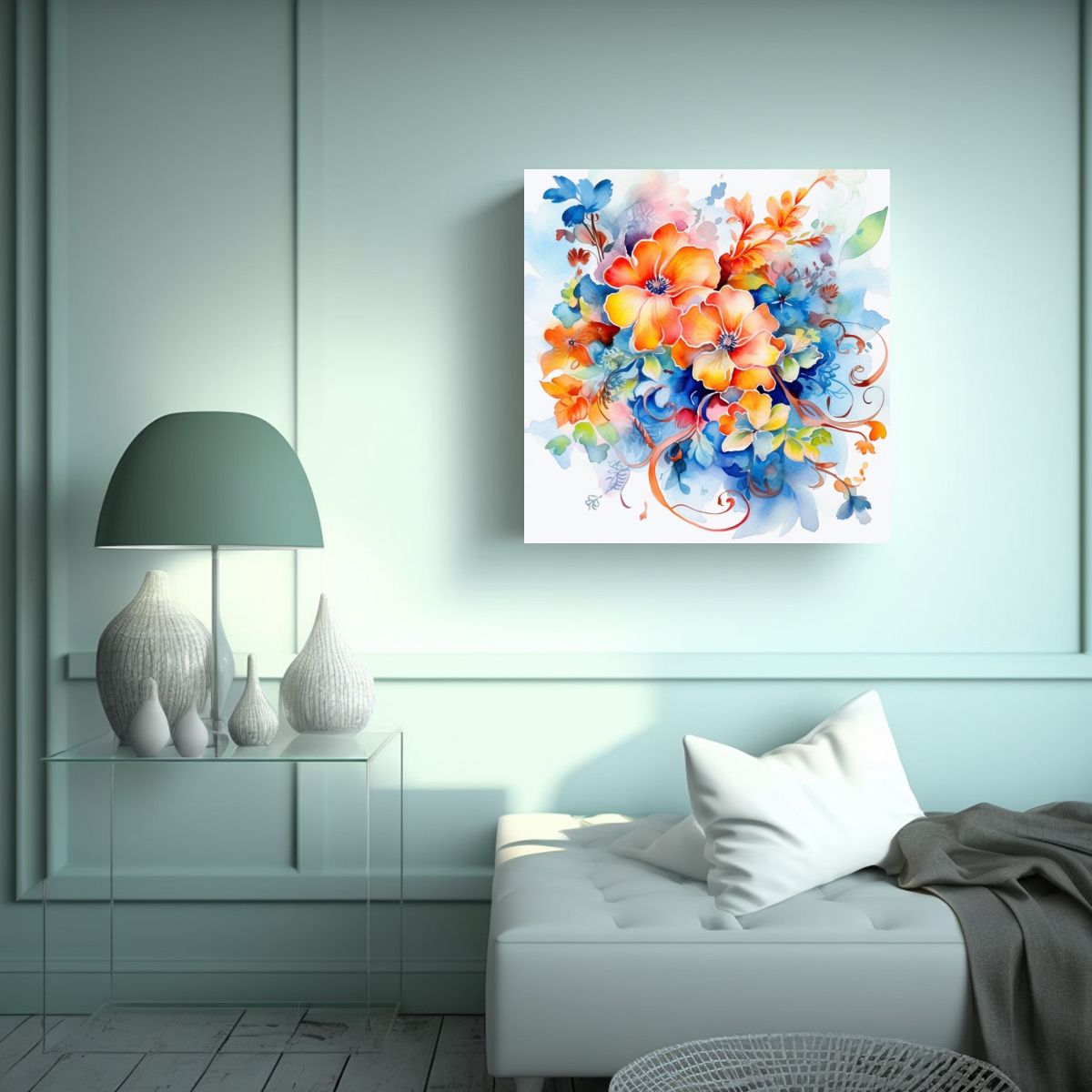 GENERICO - Patrón Floral En Acuarela Y Armonía Intensa De 40x40 Cm