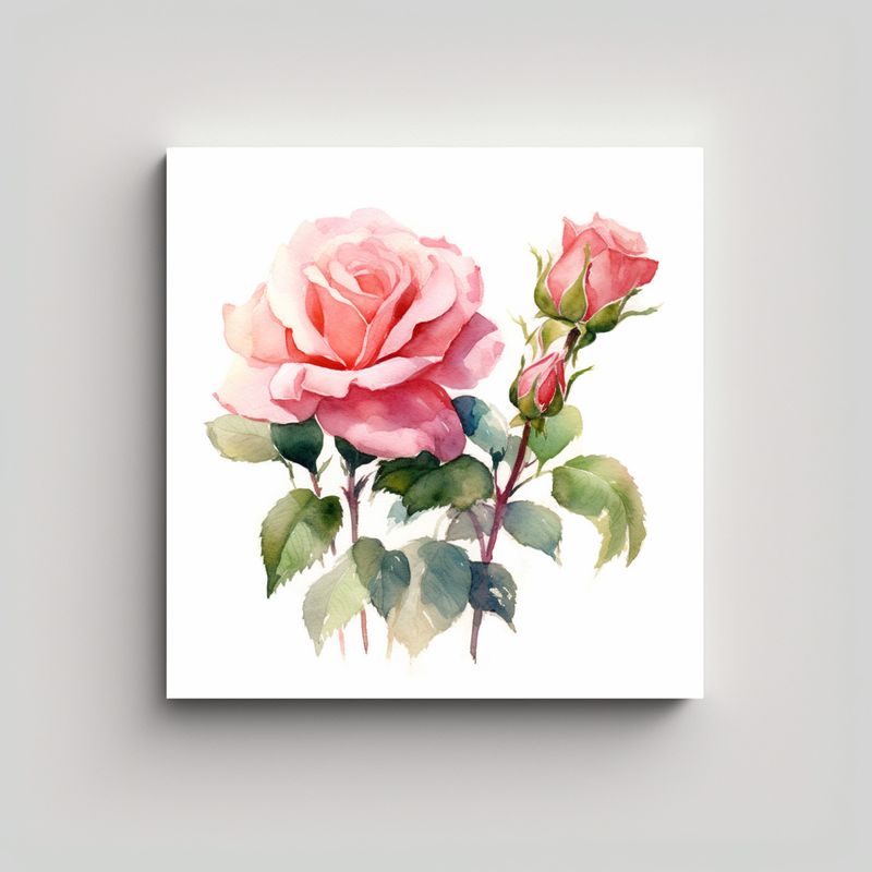 GENERICO - Cuadro Decorativo Rosa Rosa Acuarela: Arte Y 80x80 Cm