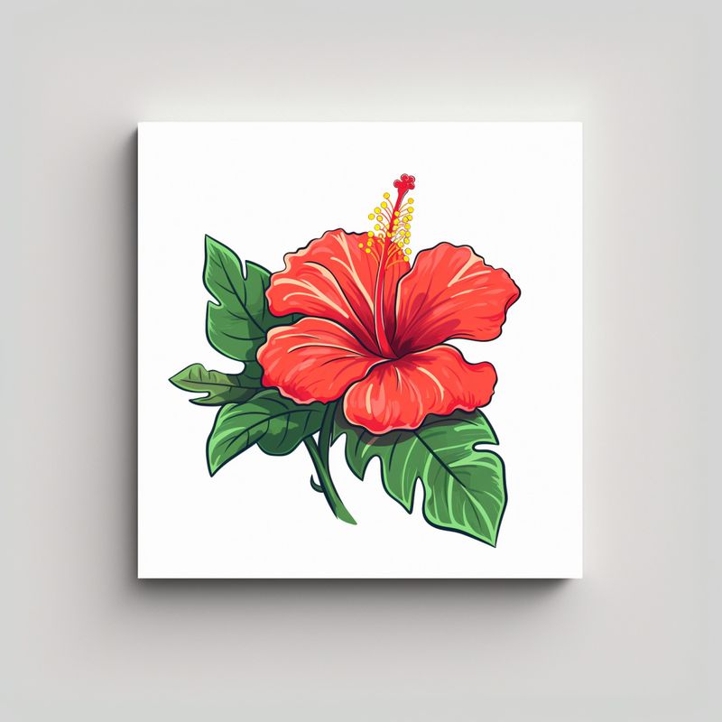 GENERICO - Arte De Pared Luminoso Con Diseño De Hibisco En 30x30 Cm