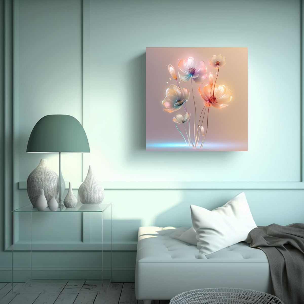 GENERICO - Florales Adorables Vector 3D Lienzo Único 60x60 Cm