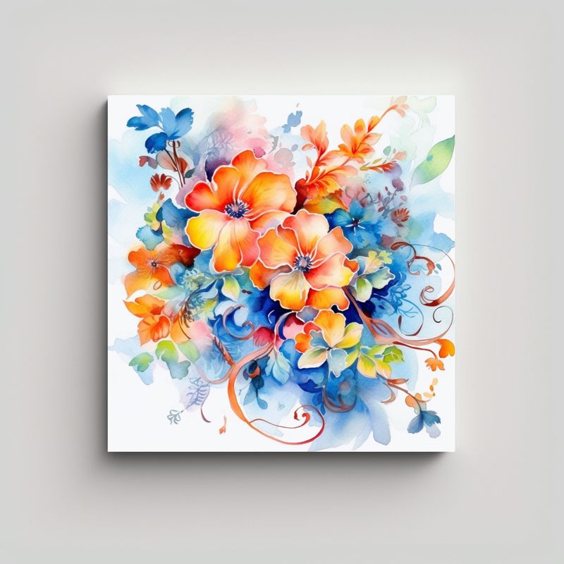 GENERICO - Patrón Floral En Acuarela Y Armonía Intensa De 30x30 Cm