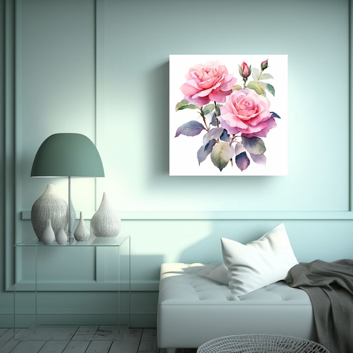 GENERICO - Cuadro Decorativo Inspiracional: Rosa Bush En 70x70 Cm