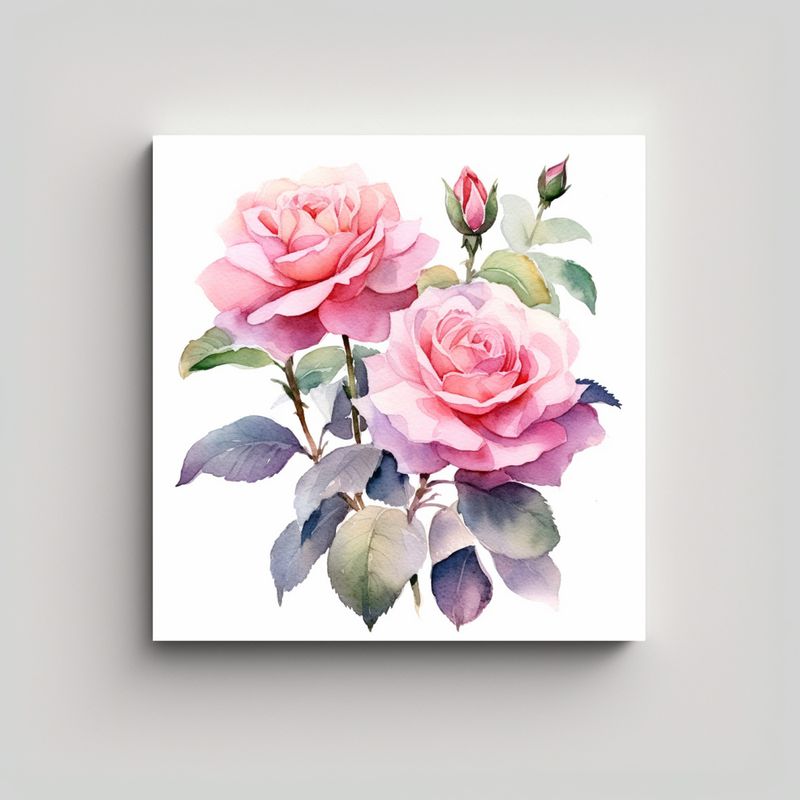 GENERICO - Cuadro Decorativo Inspiracional: Rosa Bush En 80x80 Cm