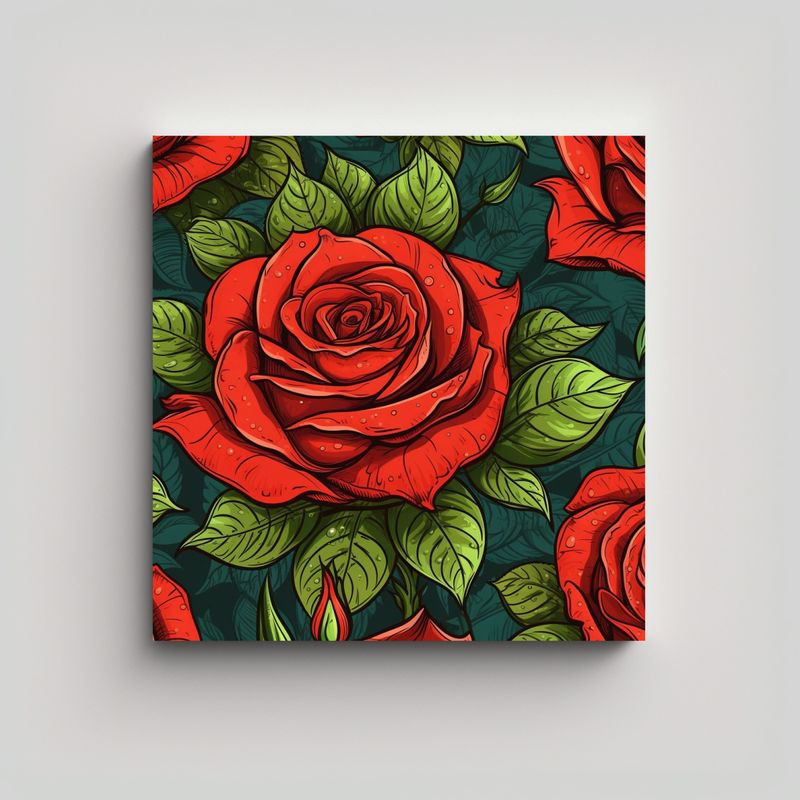 GENERICO - Expresión De Poder: Patrón Detallado De Rosa 50x50 Cm