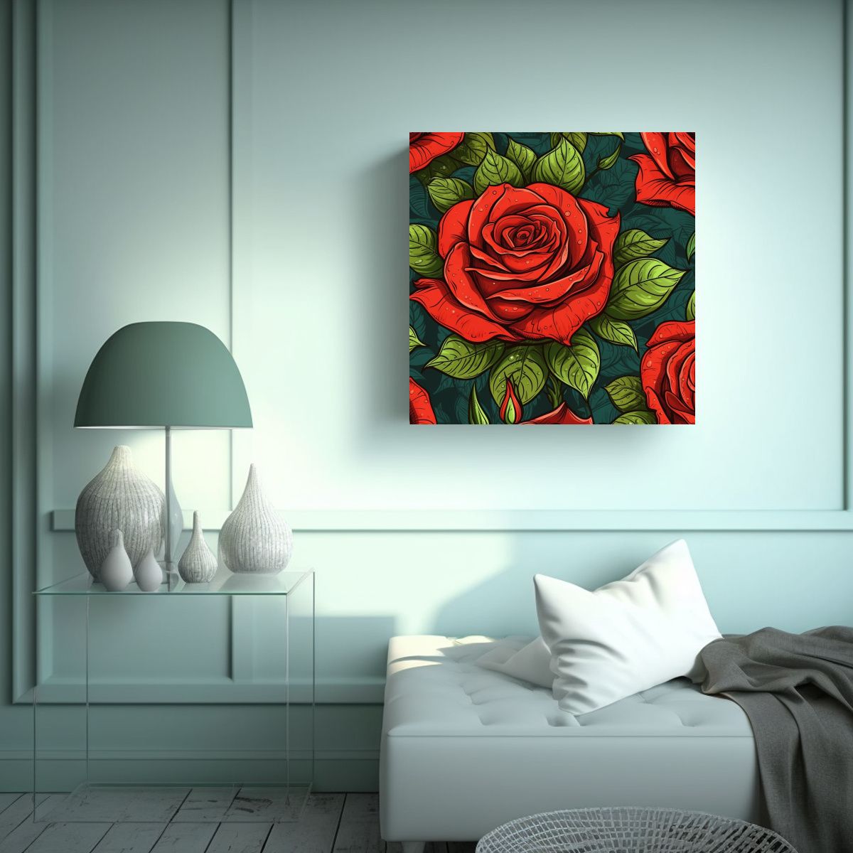 GENERICO - Expresión De Poder: Patrón Detallado De Rosa 80x80 Cm