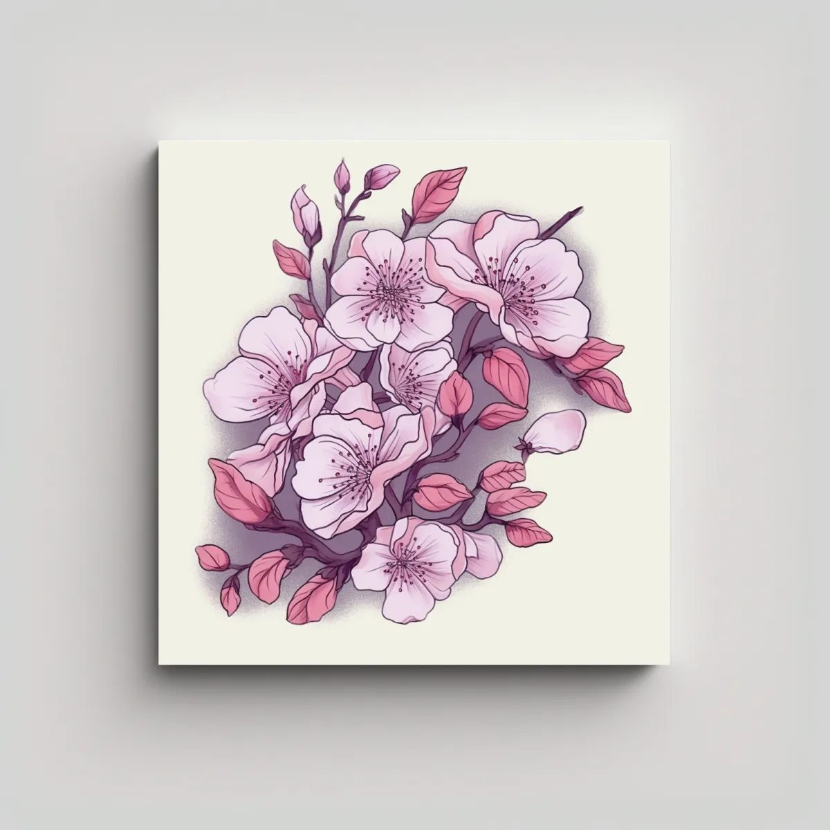 GENERICO - Cuadro Conceptual Kimi: Equilibrio En Sakura 60x60 Cm