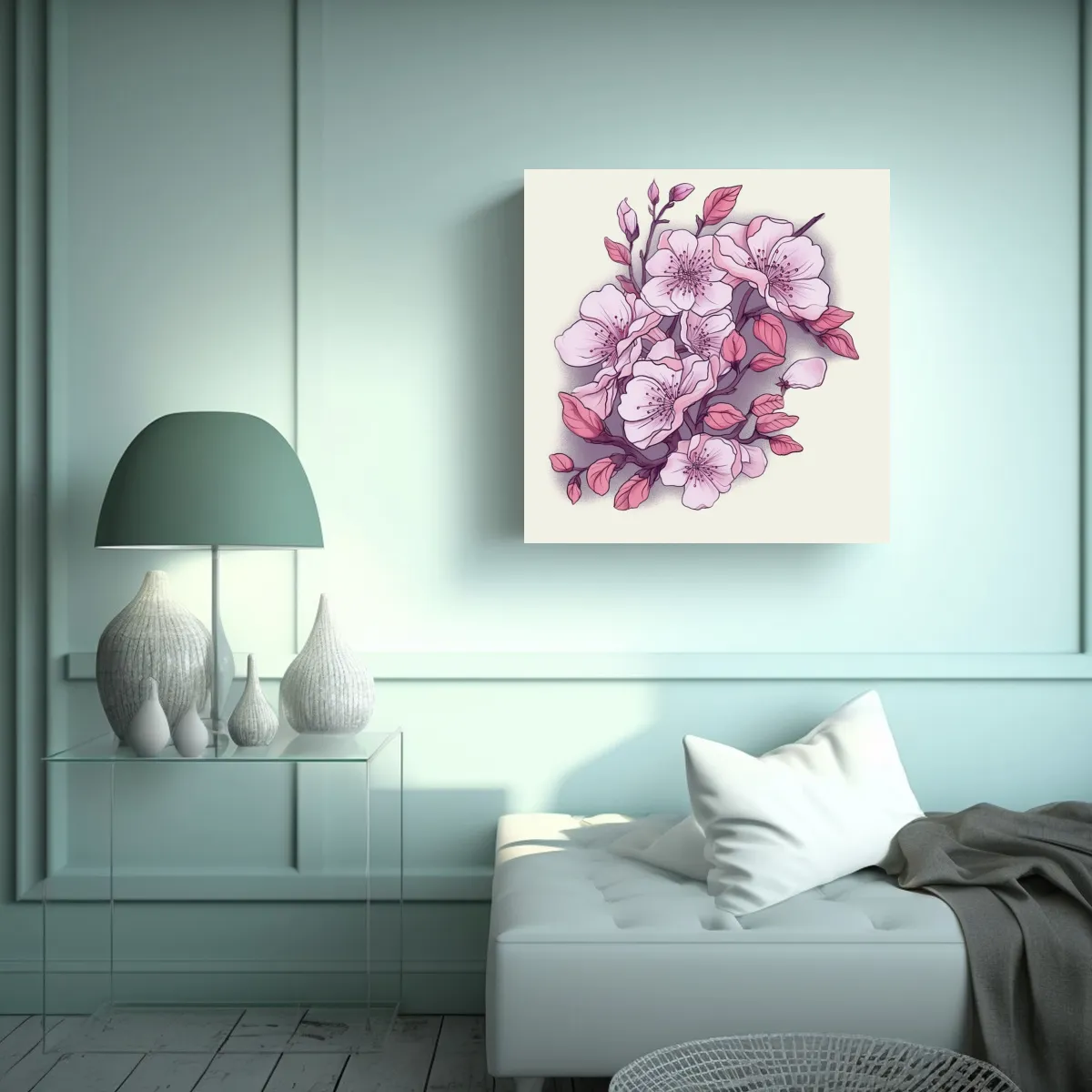 GENERICO - Cuadro Conceptual Kimi: Equilibrio En Sakura 60x60 Cm