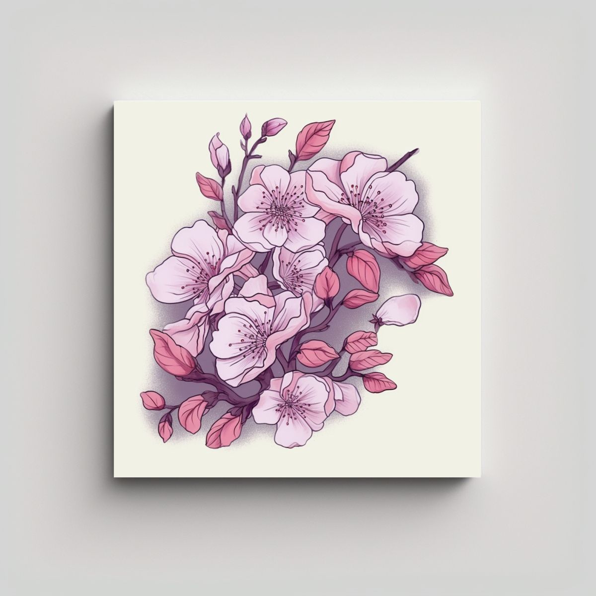 GENERICO - Cuadro Conceptual Kimi: Equilibrio En Sakura 40x40 Cm
