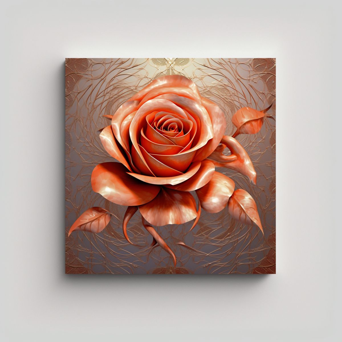 GENERICO - Lienzo De Oficina: Hermosa Rosa Con Patrón 50x50 Cm