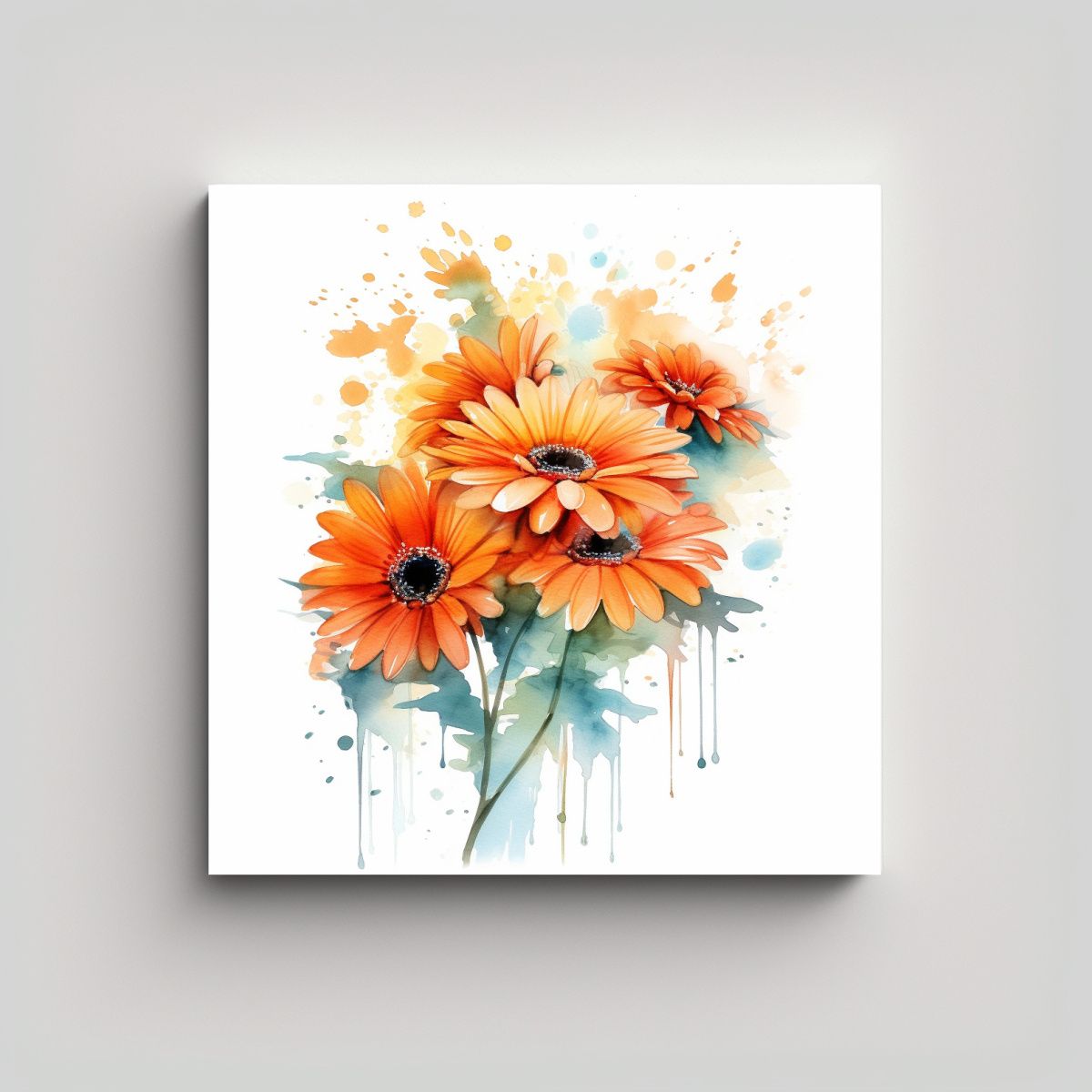 GENERICO - Ilustración Vintage Intensa De Gerbera Naranja 40x40 Cm