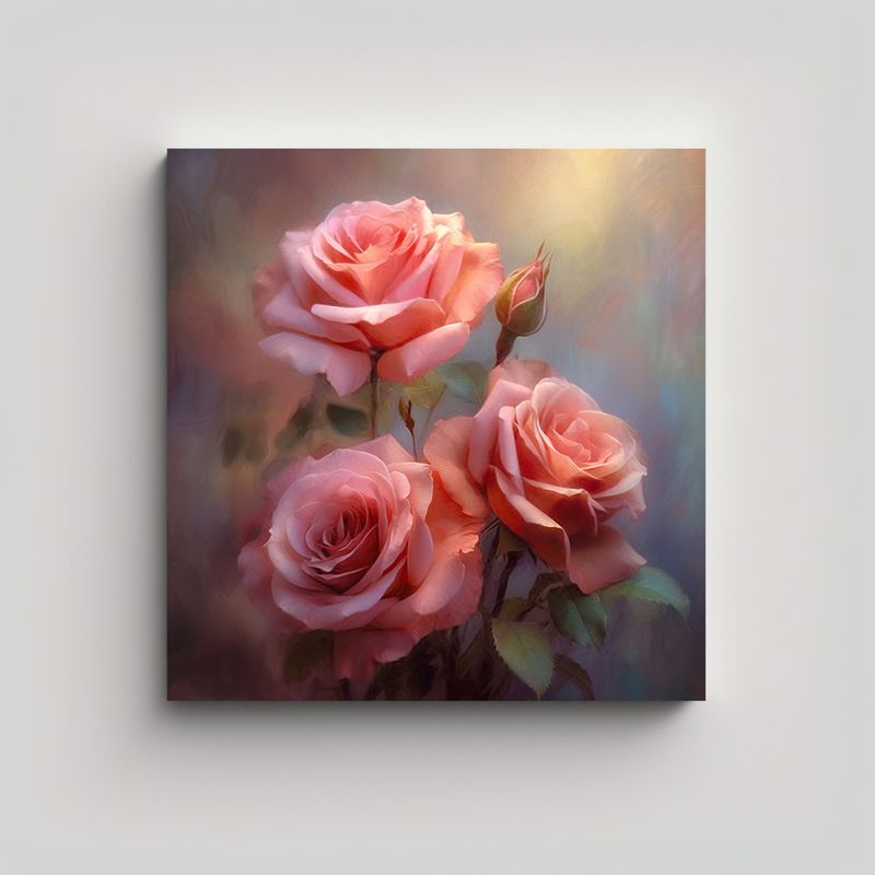 GENERICO - Lienzo Decorativo De Rosas Románticas E 30x30 Cm